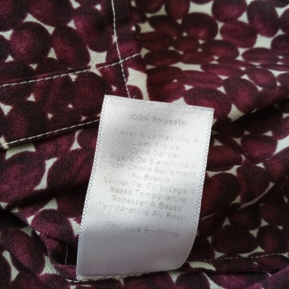 Talbots Burgundy Red Coffee Bean All Over Print Button Down Shirt Women's Medium - Picture 6 of 13